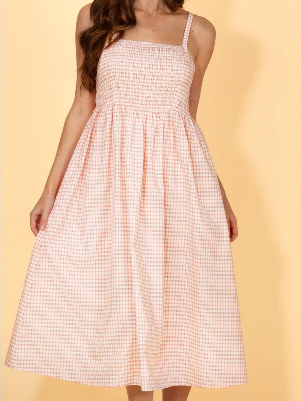 Solid & Striped NWT XS (M good) Smocked red cream Gingham 100% cotton Sundress